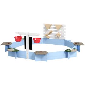 Wooden Sandbox for 3-7 Years, 85" x 85" x 25", Blue (Option: Blue-1075x390x200 mm)