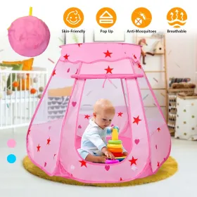 Kids Pop Up Game Tent Prince Princess Toddler Play Tent Indoor Outdoor Castle Game Play Tent Birthday Gift For Kids (Option: Pink)