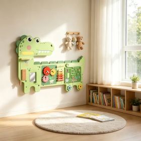 Green Dinosaur Wall-Mounted Sensory Toys Montessori MDF Sensory Wall 87x52x5.5cm (Option: Default Title)