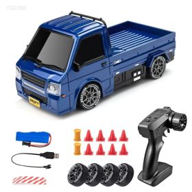 Scale 2.4GHz 4WD Remote Control RC Drift Car  High Speed LED Lights Drift Tires Kids  Toy For Indoor  & Outdoor Play Easter Gift RC Cars (Option: RC blue)