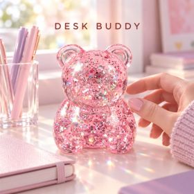 Glitter Bear Toy, Slow Rising Stress Relief Squeeze Fidget Toy (Option: Pink)