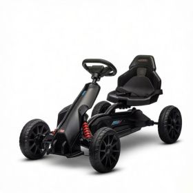 Black Children's Pedal Kart, Adjustable Seat, Durable Swing Axle, Safe Outdoor Riding Toy (Option: Default)