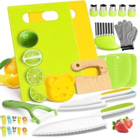 28PCS Knife Set - Kids Knifes For Real Cooking, Montessori Kids Kitchen Knife Set With Cutting Board Crinkle Cutters Kid Safe Knives, Kitchen Too (Option: defaulttitle)