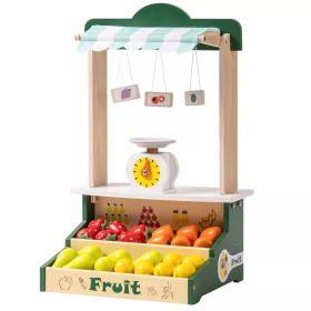 ROBOTIME Wooden Farmers Market Stand Fruit Stall Toy Grocery Store Set For Kids (Option: WG366)