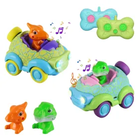 2Pack Dinosaur Remote Control Cars For Toddlers Rechargeable RC Cars With Light Music Birthday Gift For Boys Girls Aged 3 4 5 6 Years Old (Option: 2PcsCar)