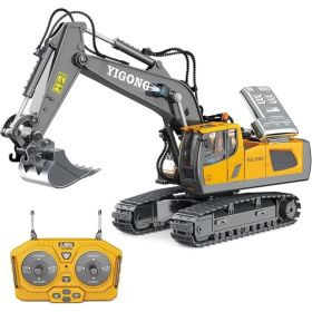 Remote Control Excavator Toy, 14-Channel RC Digger With Lights And Sounds For Kids (Option: Yellow)
