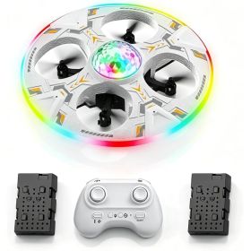 RC UFO Drone Flying Helicopter Toy For Kids With Auto Hover And LED Lights (Option: Silver)