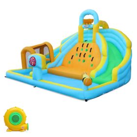 Inflatable castle for children with inflator 450W, slide, jump area, climbing wall, 395 x 350 x 260 cm (Option: As picture)