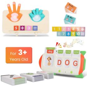 Talking Flash Cards and Finger Counting Math Board Interactive Learning Toys for Kids Aged 3+ Number Alphabet Words Song Learning (Option: Multi-colored)