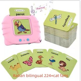 Children's Enlightening Early Education Smart Pure English Card (Option: Italian Bilingual Pink-1PC)