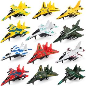 12-Pack Pull-Back Fighter Jet Airplane Toys, Mini Aircraft Playset And Party Favors For Kids (Option: Multicolor)