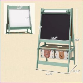 Qaba Art Easel For Kids With Paper Roll, Blackboard, Whiteboard, Storage (Option: Green)