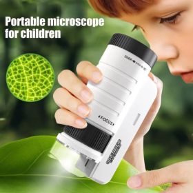 Children's Handheld Microscope Optical HD Portable Microscope, Microscope With LED Light, Biological Education Science Experiment Toy Gift - Blac (Option: defaulttitle)