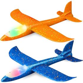 2-Pack Large LED Light Glider Airplanes With Two Flight Modes, 17.5-Inch Throwing Planes (Option: Yellow and Blue)