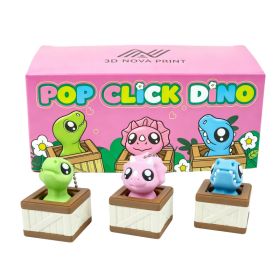 3PCS Dinosaur Clicker Set, 3D Printed Mini Dino Fidget Clickers With Crate Base (Option: Dinosaur Pop Clicker Set-PLA-3PCS)