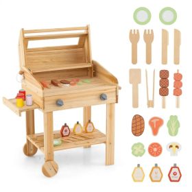Wooden Barbecue Grill Playset with Play Food Grilling Tools (Option: Default Title)