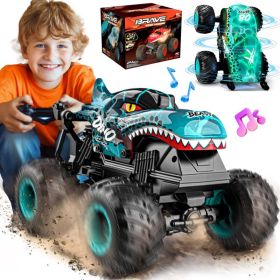 Remote Control Dinosaur Monster Truck, Remote Control Stunt Car With Lights And Music, 360-Degree Rotating Off-Road Climbing Toy Car, Suitable Fo (Option: As shown in the figure)
