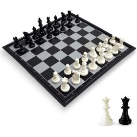 Travel Chess Set, 9.8in Magnetic Chess Board With 2 Extra Queen Portable Folding Board Chess Games (Option: Black)
