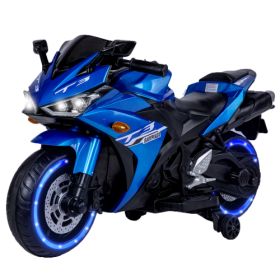 Kids Motorcycle,12V Motorcycle For Kids 3 4 5 6 Years Boys Girls 12v7ah Kids Motorcycle Ride On Toy With Training Wheels  Manual Throttle  Drive (Color: Blue)