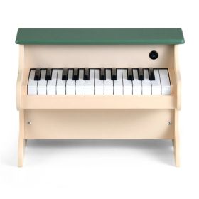 25-Key Kids Piano Keyboard - Realistic Sound & Finger-Sized Keys, Wooden Educational Toy for 3+ Years Old (Green+Beige) (Option: Default Title)