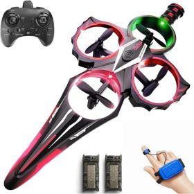 Gesture-Controlled Flying Sword RC Airplane With LED Lights,  Flips, Gravity Sensing And 3 Speeds, Red (Option: Red)