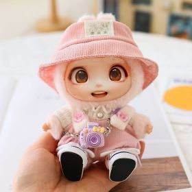 5PCS-Set Cute Hat Shoes Doll Clothes Outfit Set For LABUBU 15CM-17CM Doll, Adorable Dress Up Accessories For Doll - Dolls Not Included (Color: Pink)