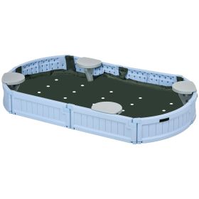 Kids Outdoor Sandbox with Cover, Seat Board for Backyard, Light Blue, 72" x 41.25" x 8.75" (Option: Light Blue-660x420x230 mm)