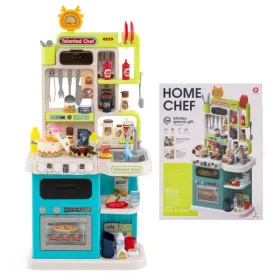 Blue Kids Corner Play Kitchen With Realistic Sounds, Lights & Steam, 95PCS Accessories Pretend Cooking Set For Ages 3+ (Option: defaulttitle)