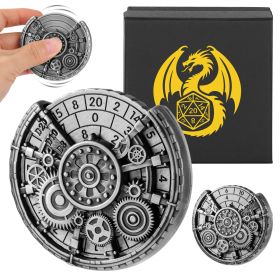 Private Model Time Gear Fingertip Gyroscope Retro Wheel DND Dice Gift Box Set, Role Playing Game Dice On The Table (Option: Dark Silver)