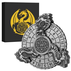Retro Fantasy Style Turntable Dice Gift Box Set, Essential Creative Accessories For Board Games, Multi-faceted RPG Dice And Circular Scale Design (Option: Dark Silver)