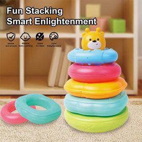 Children's Stacking Music, Rainbow Set Circles, Puzzle Early Education Understanding Color Set Tower Layer Toys (Option: As shown in the figure)