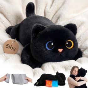 Weighted Black Cat Plush Stuffed Animal, Heatable & Coolable Weighted Plush Toy, Soft Comfort Cat Pillow For Relaxation, 2-5 Lbs (Option: Black)