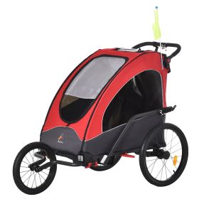 Bike Trailer for Kids 3 In1 Foldable Child Jogger Stroller Baby Stroller Transport Carrier with Shock Absorber System Rubber Tires Adjustable Han (Option: Red-1000x690x290 mm)