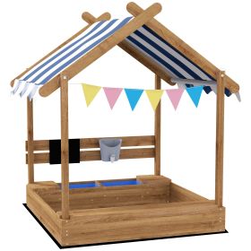 Wooden Sandbox with Canopy, House Design for 3-7 Years Old, Brown (Option: Brown-1190x315x225 mm)