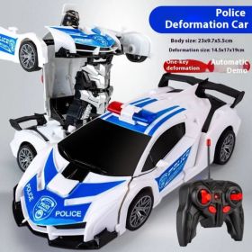 Transforming Car Robot, One-Button Deformation R&C Toy Car, 1-18 Scale 360' Rotating Drifting, Toys Suitable For Kids Over 3 Years Old, Education (Option: White)