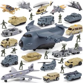 Military Airplane Toy Set With Army Vehicles And Soldier Action Figures (Option: Grey)