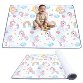 Waterproof Unicorn Print Baby Playpen Mat Roll-Up Portable Foam Mat for Indoor Outdoor Crawling & Playing (Option: Default Title)