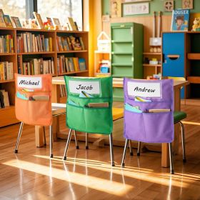 Chair Pockets For Classroom 24 Pack Seat Pocket With Name Tag Multicolor (Option: Multicolor)