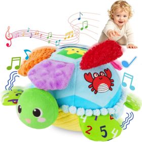 Baby Toys Months,Interactive Musical Crawling Dancing Turtle Toys Soft Plush Tummy Time Toys, 50 Songs  Recording, Sensory Toys For Babies (Option: Blue)