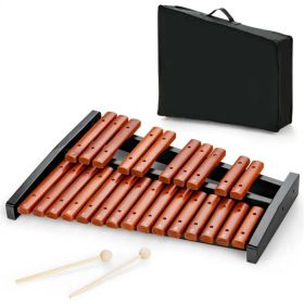25 Notes Xylophone with 2 Mallets & Carrying Bag, Hardwood Pine Wood Brown Black for Beginners Adults (Option: Default Title)