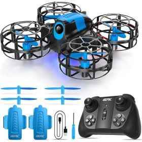 Mini RC Quadcopter Drone For Beginners With 2 Control Modes, Altitude Hold, 3D Flips, LED Lights And 2 Batteries (Option: Blue)