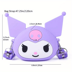3D Cartoon Silicone Strap Shoulder Bag Purse For Kids (Style: Kuromi Purple)