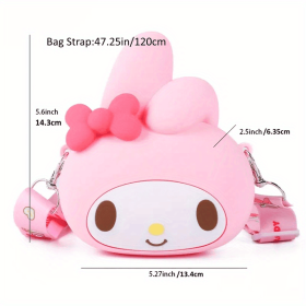 3D Cartoon Silicone Strap Shoulder Bag Purse For Kids (Style: Melody Pink)