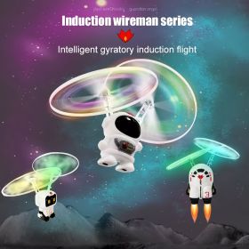 Kid Astronaut LED Luminous Flight Machine; Electronic Infrared Induction Aircraft Remote Control Toys; Magic Sensing RC Helicopter (Style: Pink Astronaut)