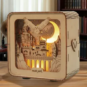 3D Wooden Puzzles Castle Model Kits Night Lights Desk Decorations Birthday Christmas Gifts For Women (Option: defaulttitle)