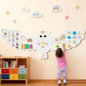 11-in-1 Montessori Owl Activity Wall - STEM Sensory Busy Board with Magnetic Whiteboard, 3+ Years Old (Option: Default Title)