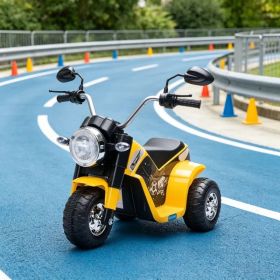 Yellow 6V Kids Electric Motorcycle 3-Wheels Motorbike Ride-On Dirt Bike with Realistic Sounds for Outdoor Fun (Option: Default Title)