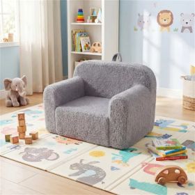 Kids Foam Sofa Chair With Teddy Fleece Fabric, Lightweight Portable Toddler Couch For Ages 3+ (Gray) (Option: defaulttitle)