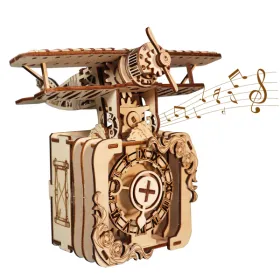 MUSIC PARK 3d Wooden Puzzle Punk Airplane Music Box You Are My Sunshine Handmade Assembly Model Kit Holidays Brthdays Christmas Gifts (Option: defaulttitle)