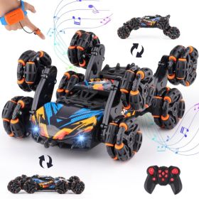 Cool 8 Wheels Hand Controlled Rc Stunt Car Toys, Gesture Sensing Remote Control Cars (Option: Black)